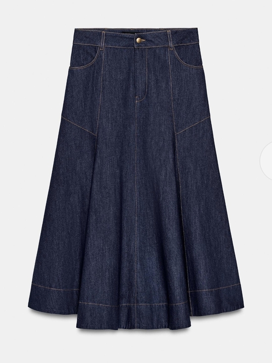 Zara Dresses & Skirts - Zara Denim A-Line Midi Skirt(L)